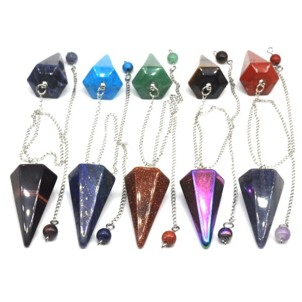 Natural-Gemstones-Chakra-Pyramid-Hexagonal-Pendulum-Healing-Crystals-Jewelry-Necklaces-Pendants