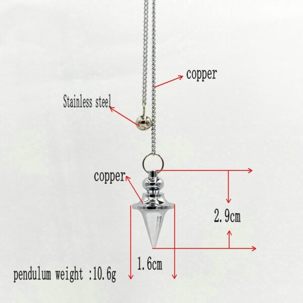 metal pendulum pendant for dowsing size chart