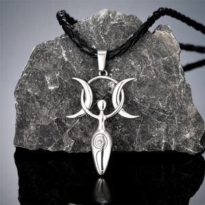 Unisex Amulet Charm Triple Moon Goddess S/S Pendant Necklace