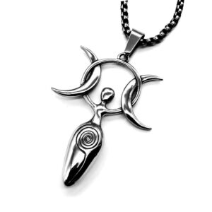 unisex s/s triple moon goddess pendant necklace