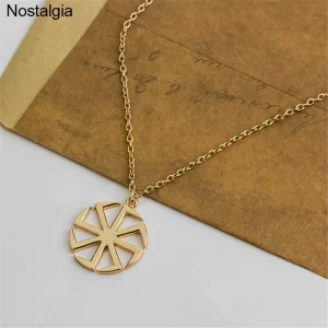 Nostalgia Slavic Kolovrat Pendant Wheel Necklace