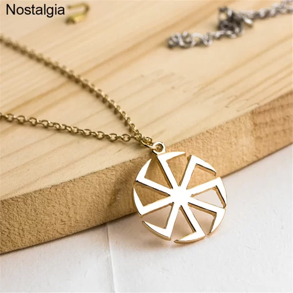 Nostalgia Slavic Kolovrat Pendant Wheel Necklace