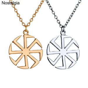 Nostalgia Slavic Kolovrat Pendant Wheel Necklace