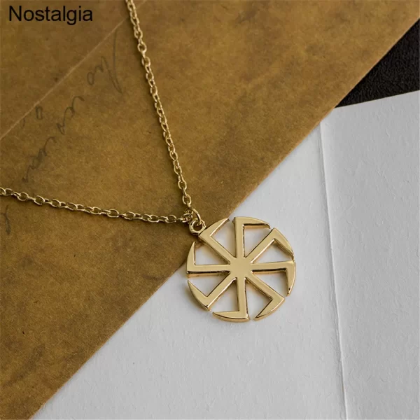 Nostalgia Slavic Kolovrat Pendant Wheel Necklace