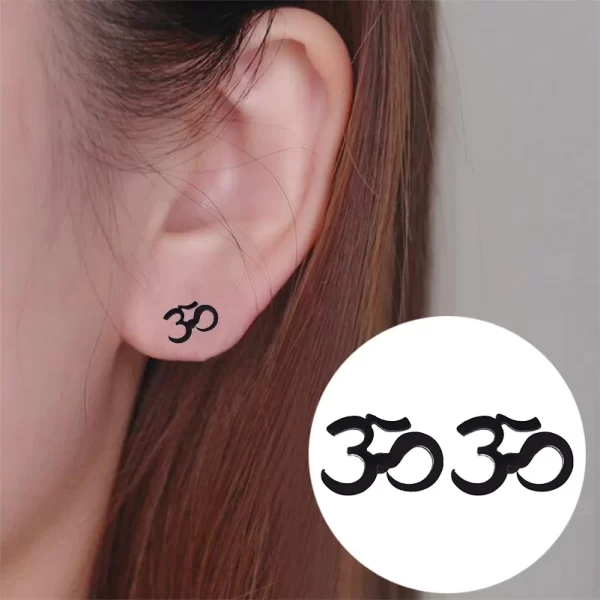Stainless Steel OM Symbol Earrings