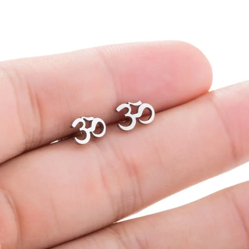 Stainless Steel OM Symbol Earrings