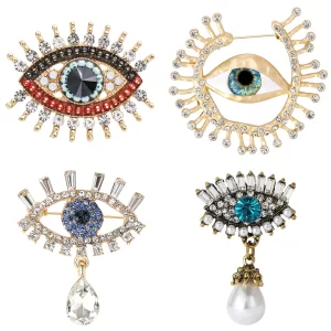 Women’s Rhinestone Evil Eye Brooches