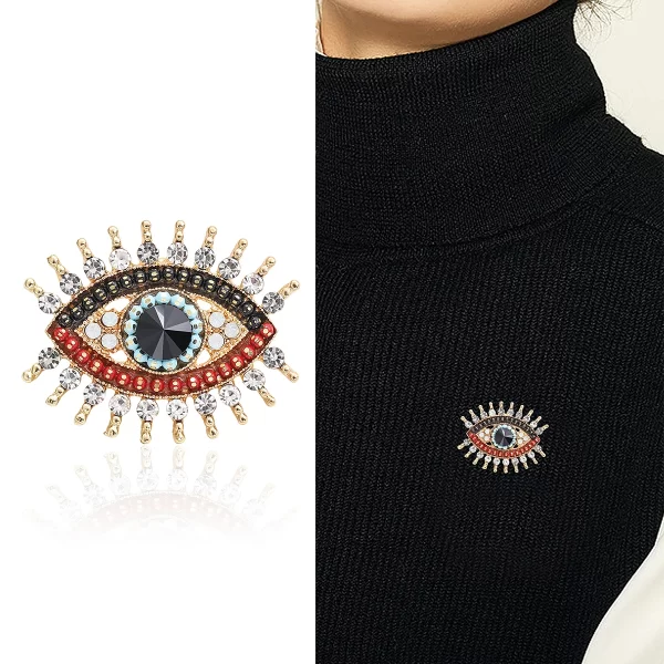 Women's Rhinestone Evil Eye Brooches