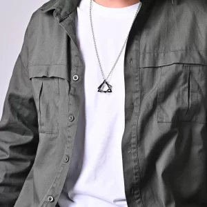 Stainless Steel Interlocking Square Triangle Pendant Necklace