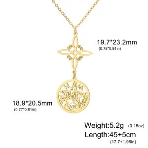 Wicca Stainless Steel Pentacle/Witches Knot Necklace