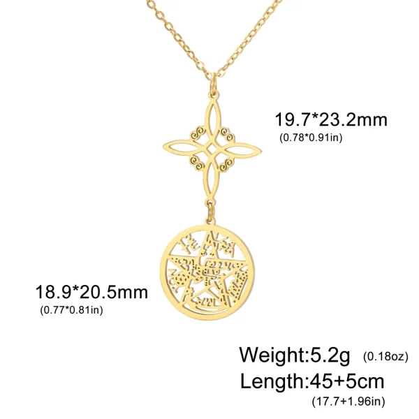 Wicca Stainless Steel Pentacle/Witches Knot Necklace