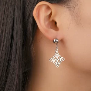 Vintage Stainless Steel Witches Knot Stud Earrings