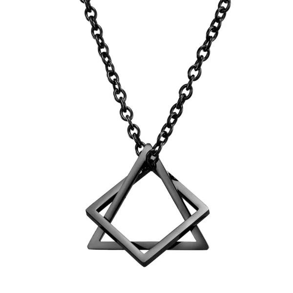 Stainless Steel Interlocking Square Triangle Pendant Necklace
