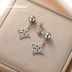 Vintage Stainless Steel Witches Knot Stud Earrings