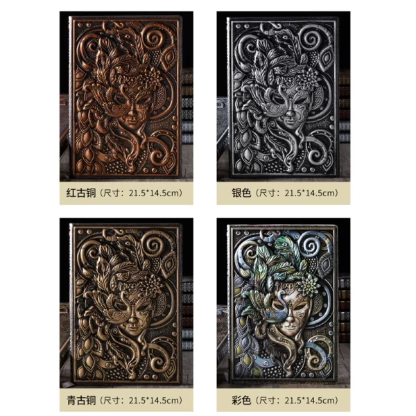 Vintage Embossed Masquerade A5 Hardcover Notebook - Image 4