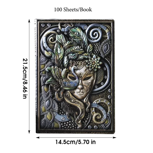 Vintage Embossed Masquerade A5 Hardcover Notebook - Image 5