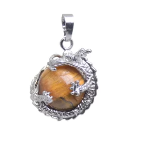 Dragon Wrap Natural Stone Pendant Amulet