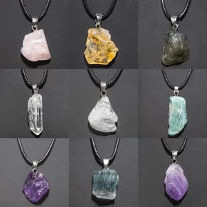 Natural Crystal Rough Stone Amethyst Pendant Amulet
