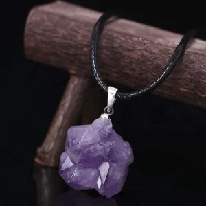 Natural Crystal Rough Stone Amethyst Pendant Amulet